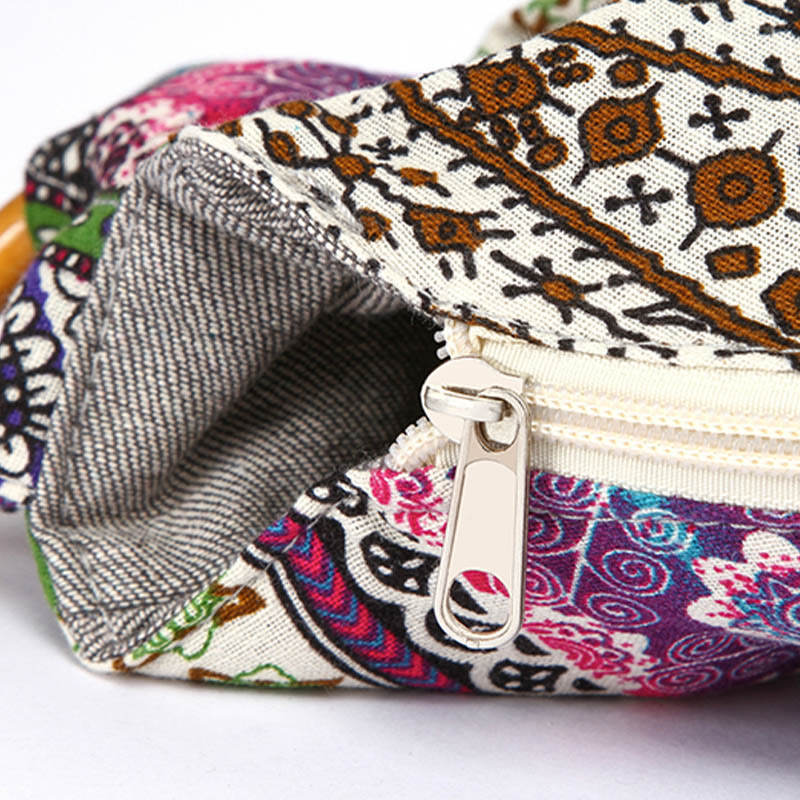 Borsa a tracolla con stampa a strisce di cotone Buddha Stones