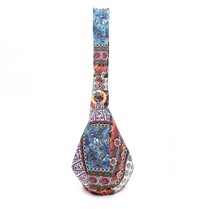 Borsa a tracolla con stampa a strisce di cotone Buddha Stones