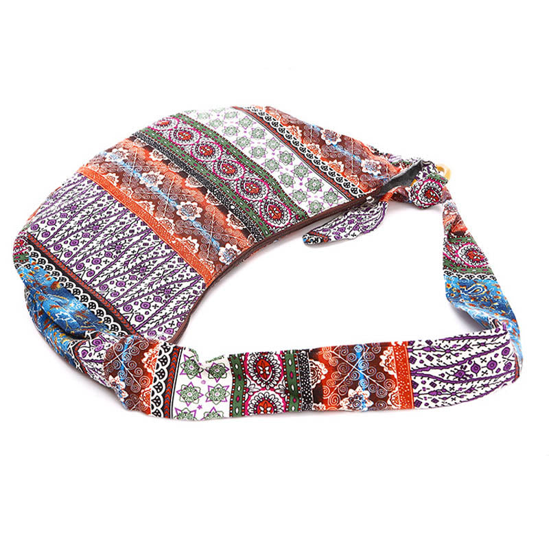 Borsa a tracolla con stampa a strisce di cotone Buddha Stones