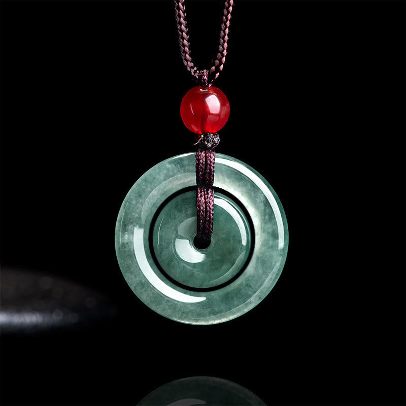 Collana con ciondolo con fibbia della pace doppia in giada verde Buddha Stones Abbondanza - Giada (Prosperità♥Abbondanza) - image 0
