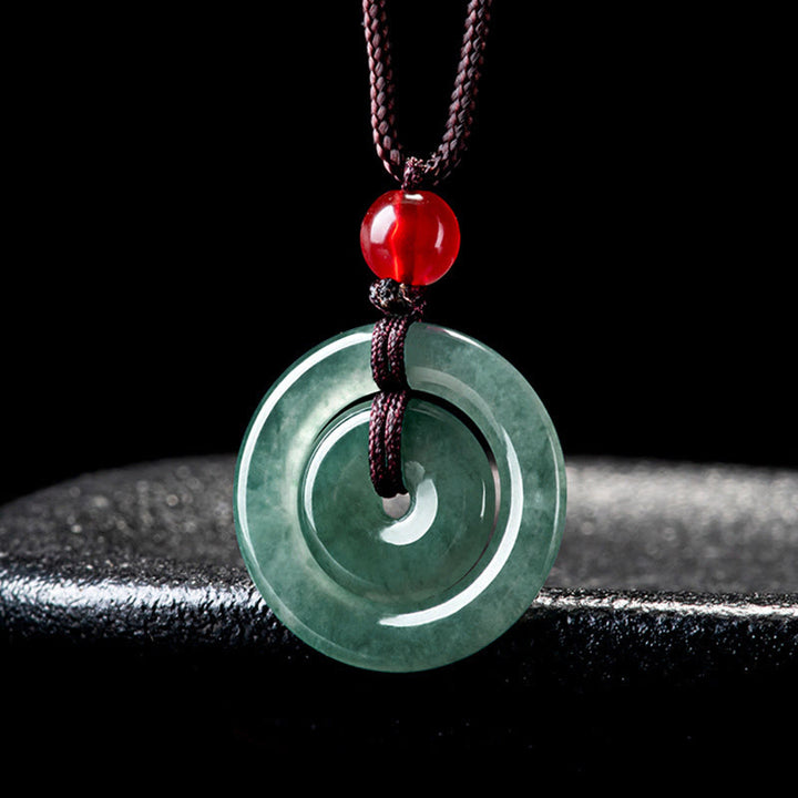 Collana con ciondolo con fibbia della pace doppia in giada verde Buddha Stones Abbondanza - image 7