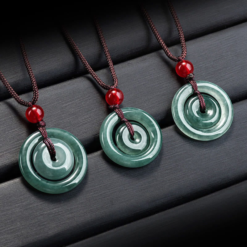 Collana con ciondolo con fibbia della pace doppia in giada verde Buddha Stones Abbondanza - image 8