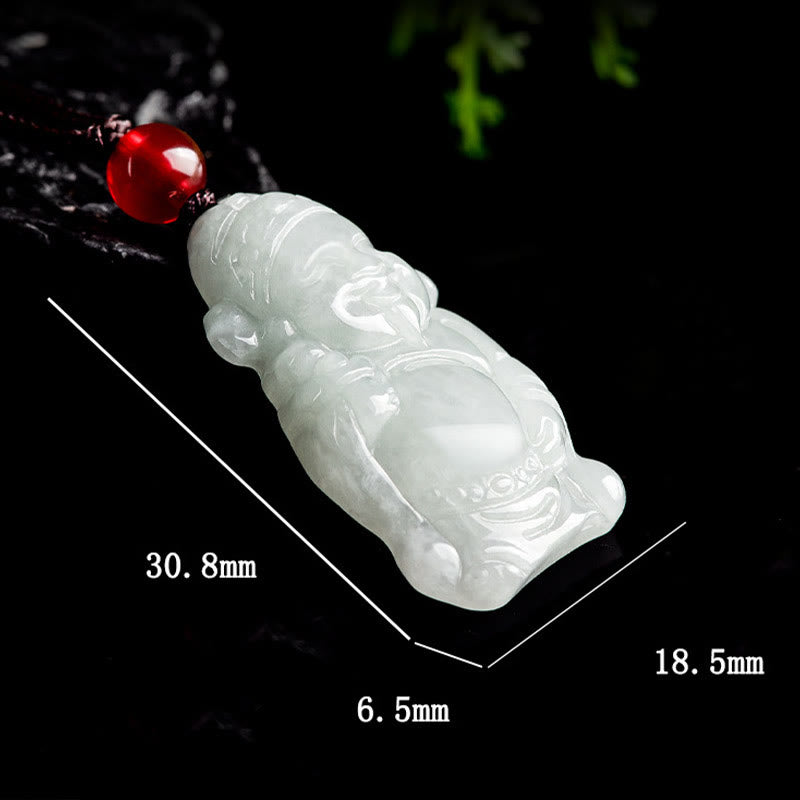 Buddha Stones Natural Jade Cinese Dio della Ricchezza Caishen Lingotto Fortuna Collana Pendente