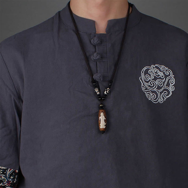 Ciondolo con collana di ricchezza Buddha Stones Tibet Om Mani Padme Hum Dzi con perline Avalokitesvara - image 9