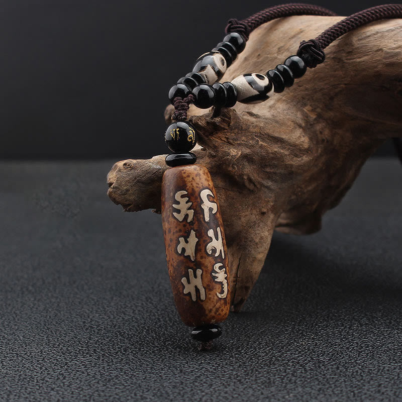 Ciondolo con collana di ricchezza Buddha Stones Tibet Om Mani Padme Hum Dzi con perline Avalokitesvara - image 2