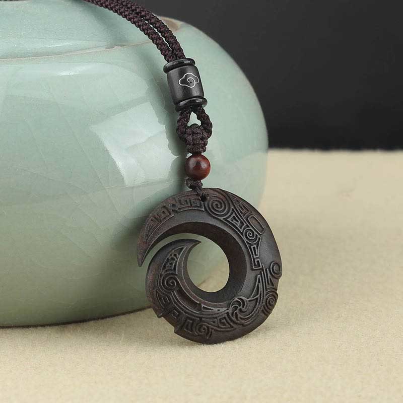 Buddha Stones Legno di ebano Sandalo La fortuna di una persona migliora Modello di design Collana con ciondolo di pace - image 7