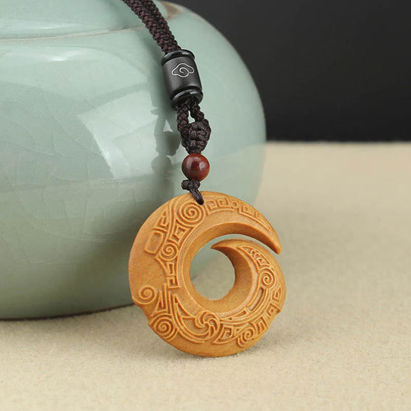 Buddha Stones Legno di ebano Sandalo La fortuna di una persona migliora Modello di design Collana con ciondolo di pace - Sandalo - image 10