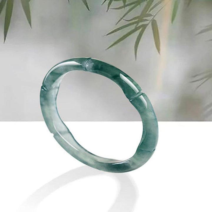 Buddha Stones Natural Jade Bamboo Prosperity Abbondanza