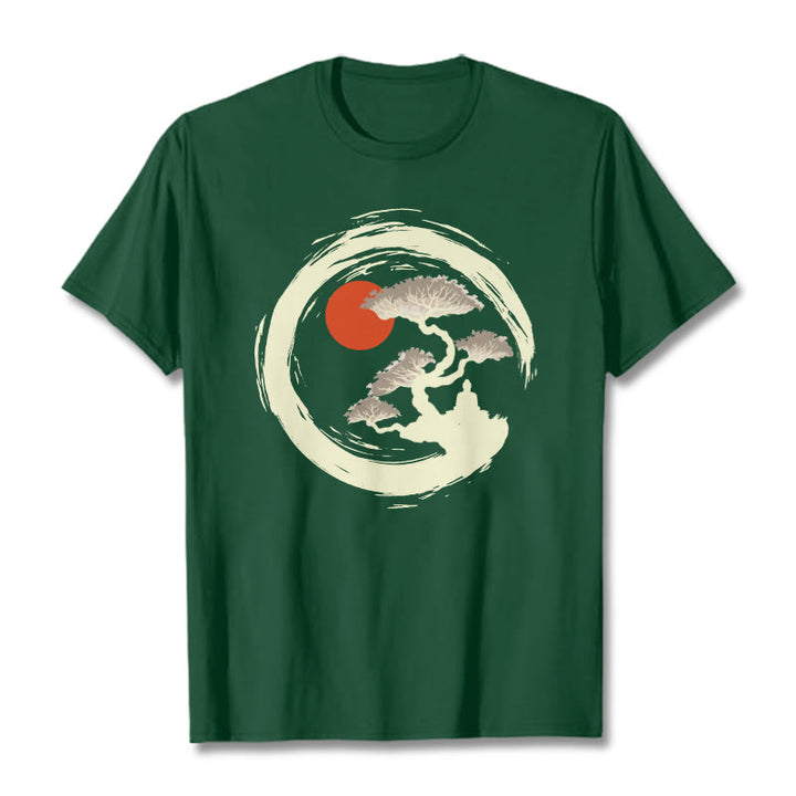 Maglietta Buddha Stones, Sole Rosso, Pino, Cerchio Zen, Persona in Meditazione - Verde studentesco - 2XL - image 16