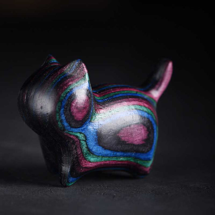 Buddha Stones Mini Gatto Gattino Colorato Legno Carino Decorazione per Animali Domestici - image 5