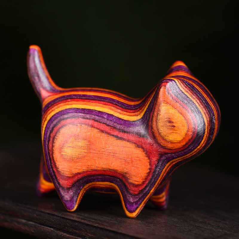 Buddha Stones Mini Gatto Gattino Colorato Legno Carino Decorazione per Animali Domestici - image 3