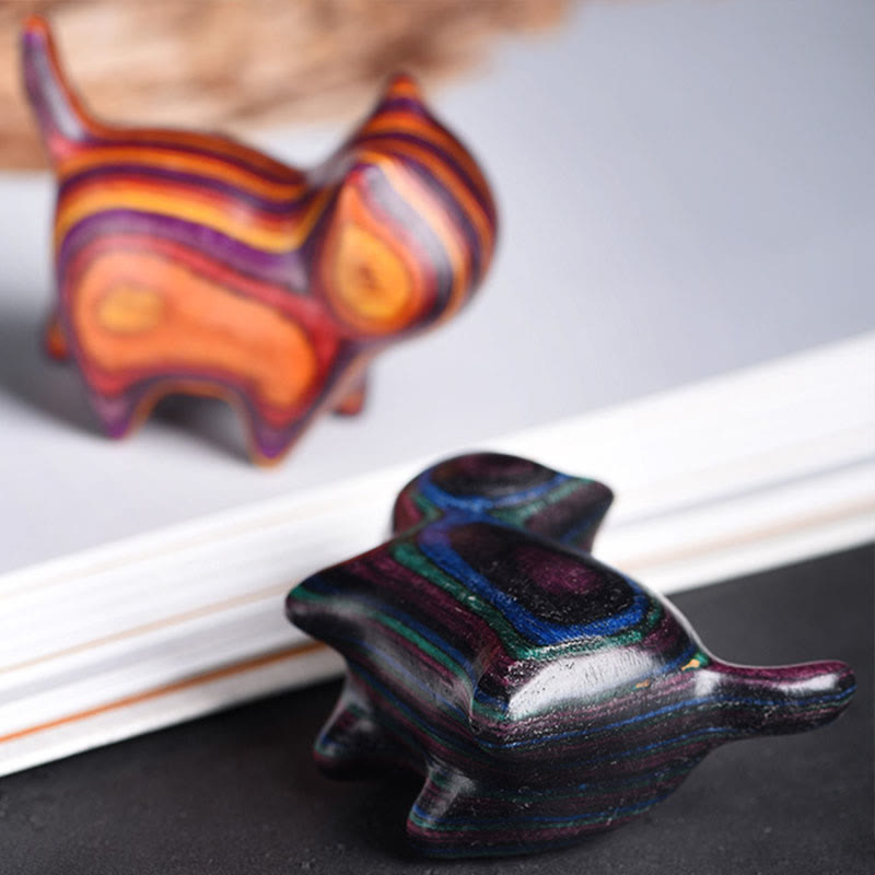 Buddha Stones Mini Gatto Gattino Colorato Legno Carino Decorazione per Animali Domestici - image 9