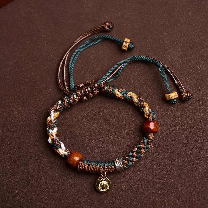 Braccialetto di corda della fortuna in osso di cammello tibetano di Buddha Stones Yak Bone