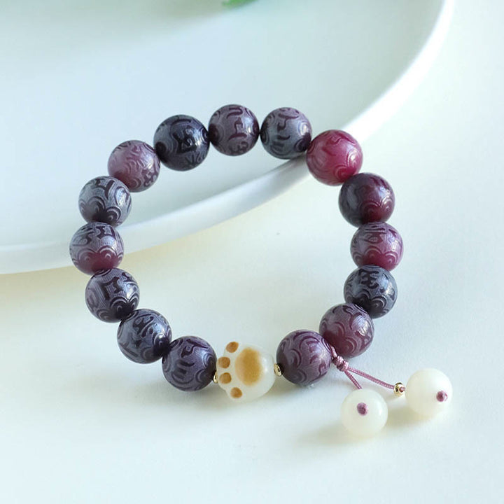 Braccialetto dell'armonia intagliato Buddha Stones Bodhi Seed Om Mani Padme Hum