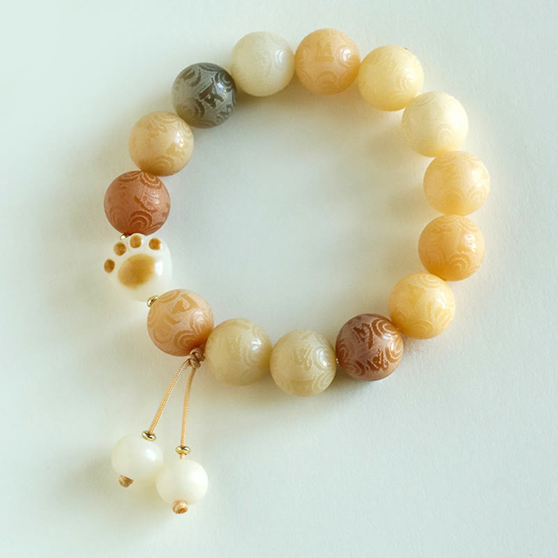 Braccialetto dell'armonia intagliato Buddha Stones Bodhi Seed Om Mani Padme Hum