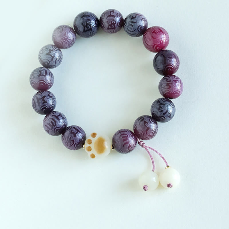 Braccialetto dell'armonia intagliato Buddha Stones Bodhi Seed Om Mani Padme Hum