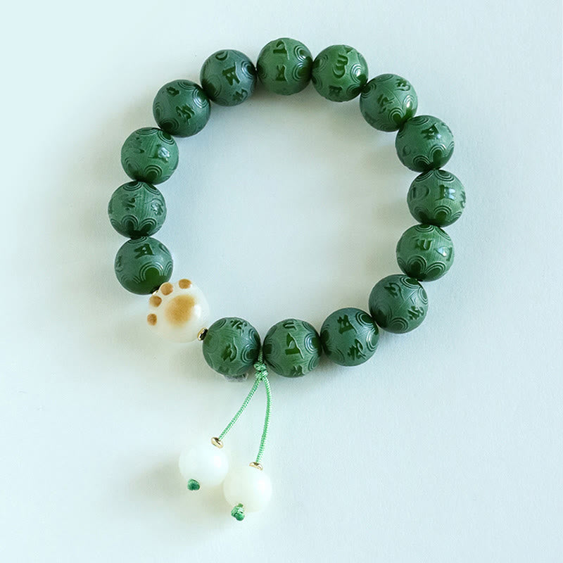 Braccialetto dell'armonia intagliato Buddha Stones Bodhi Seed Om Mani Padme Hum
