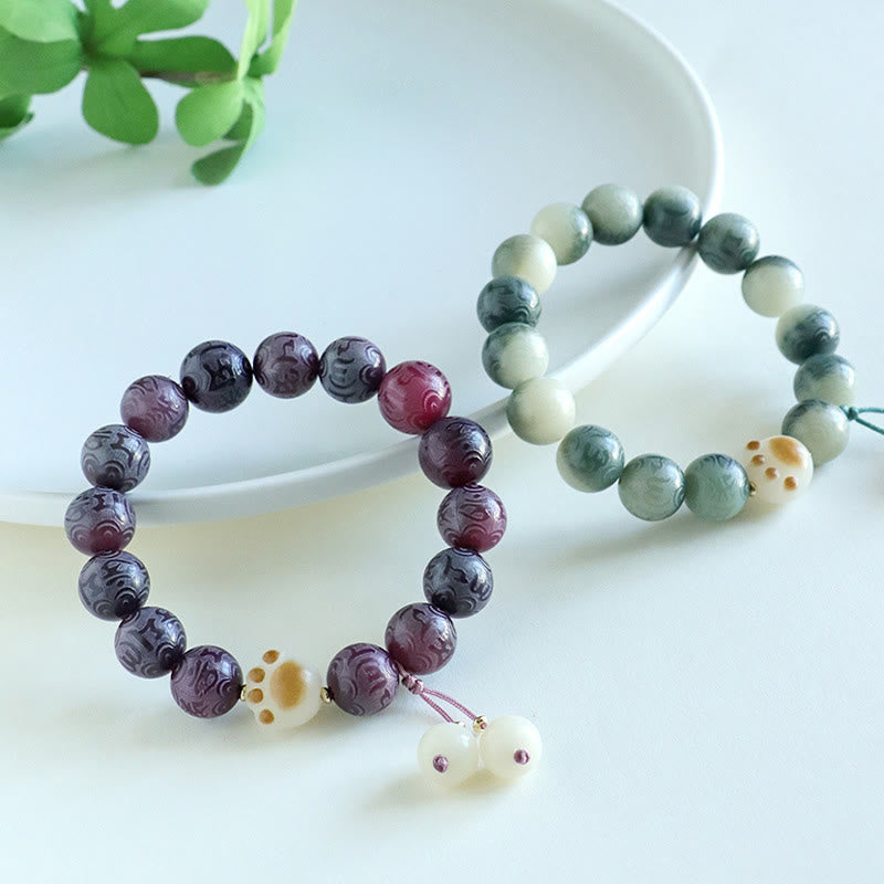 Braccialetto dell'armonia intagliato Buddha Stones Bodhi Seed Om Mani Padme Hum