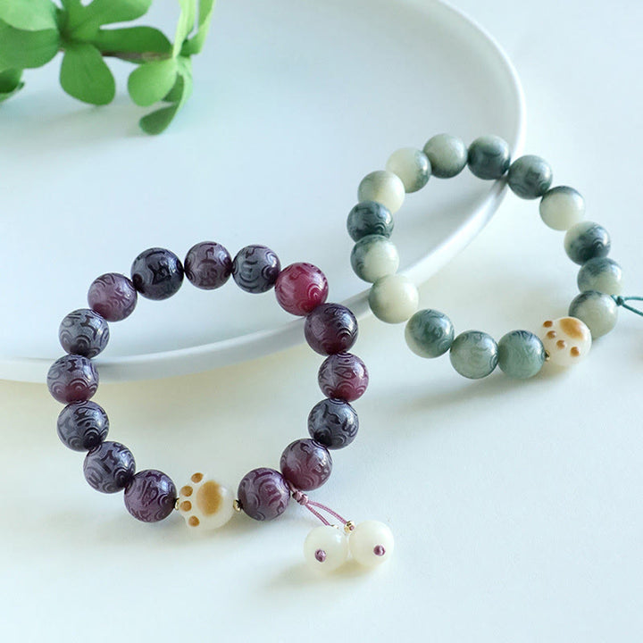 Braccialetto dell'armonia intagliato Buddha Stones Bodhi Seed Om Mani Padme Hum