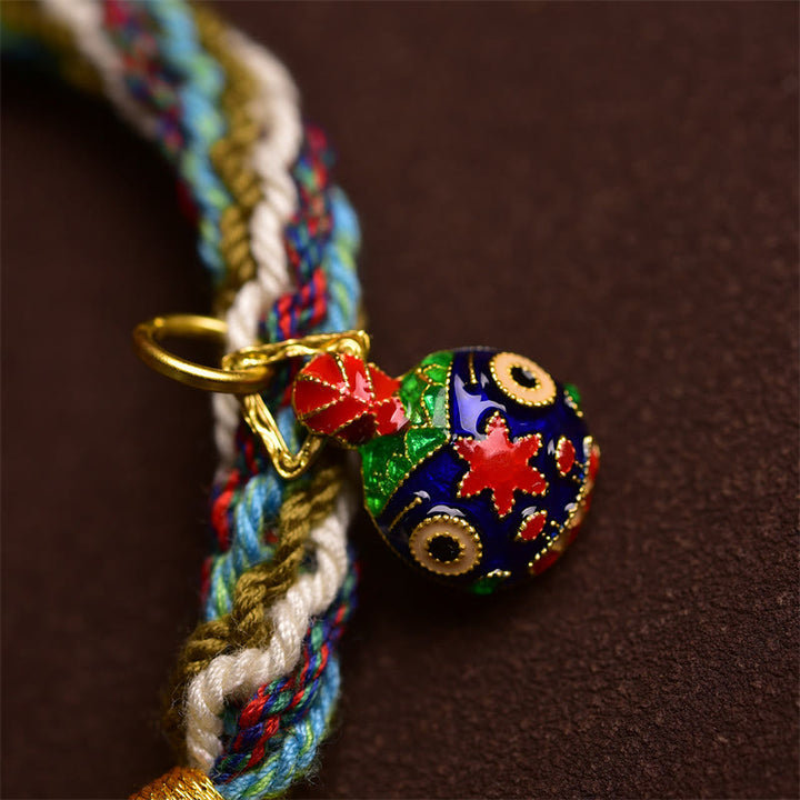 Braccialetto intrecciato con nodo di guarigione della famiglia della bestia che ingoia Buddha Stones fatto a mano in oro