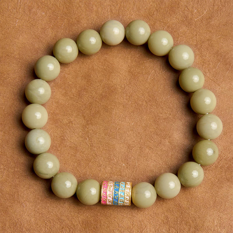 Braccialetto di incoraggiamento in agata naturale di Alashan Buddha Stones