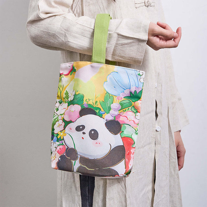 Borsa a mano in tela di nespolo con motivo panda orchidea Buddha Stones - image 1