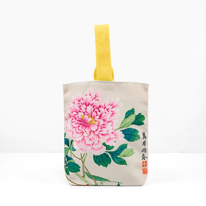Borsa a mano in tela con Buddha Stones e peonia - image 2
