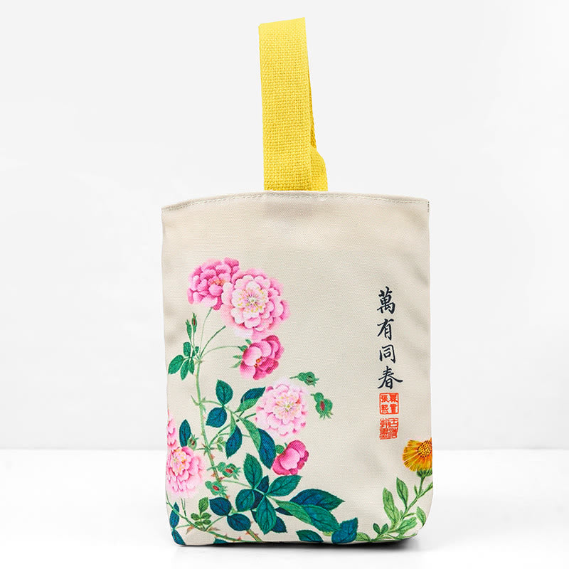 Borsa a mano in tela con Buddha Stones e peonia - image 8