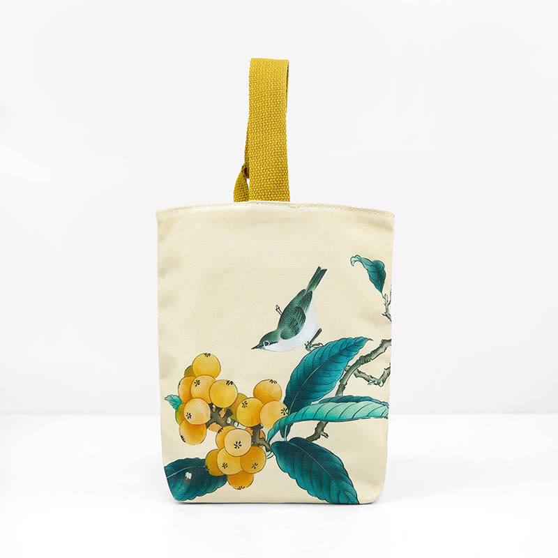 Borsa a mano in tela con uccello nespolo e Buddha Stones - image 3