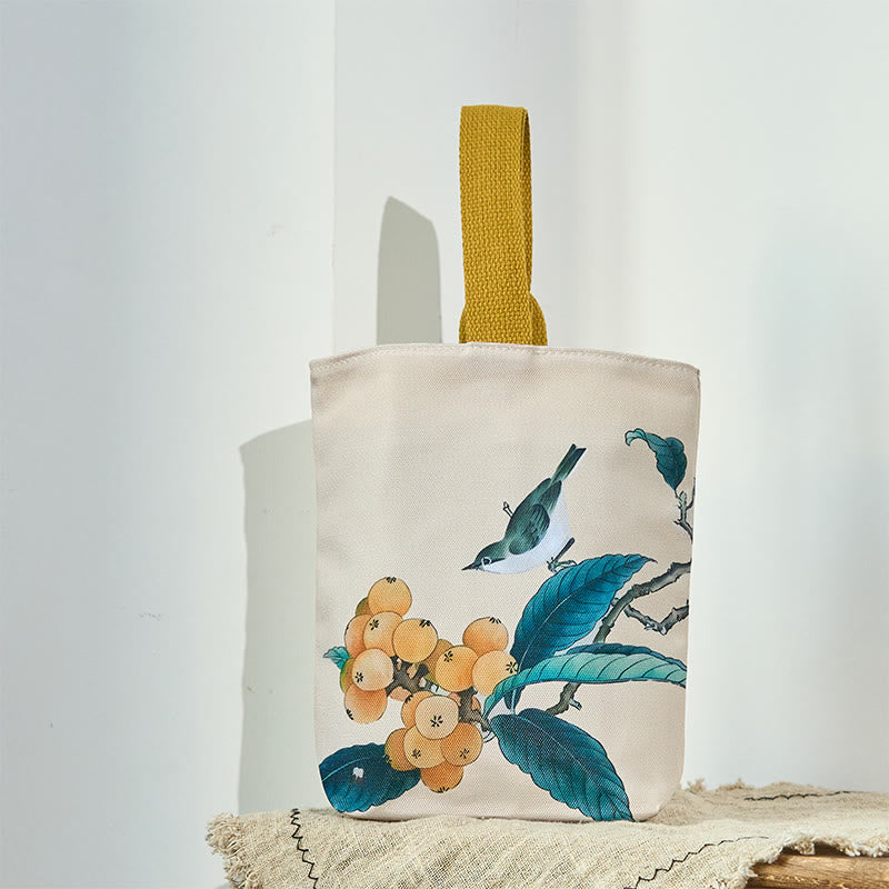 Borsa a mano in tela con uccello nespolo e Buddha Stones - image 1