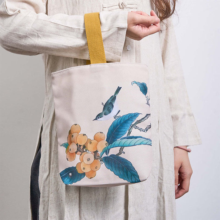 Borsa a mano in tela con uccello nespolo e Buddha Stones - image 2