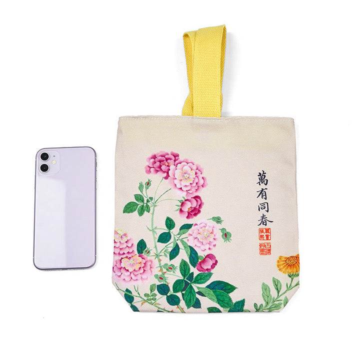 Borsa a mano in tela con Buddha Stones e peonia - image 3