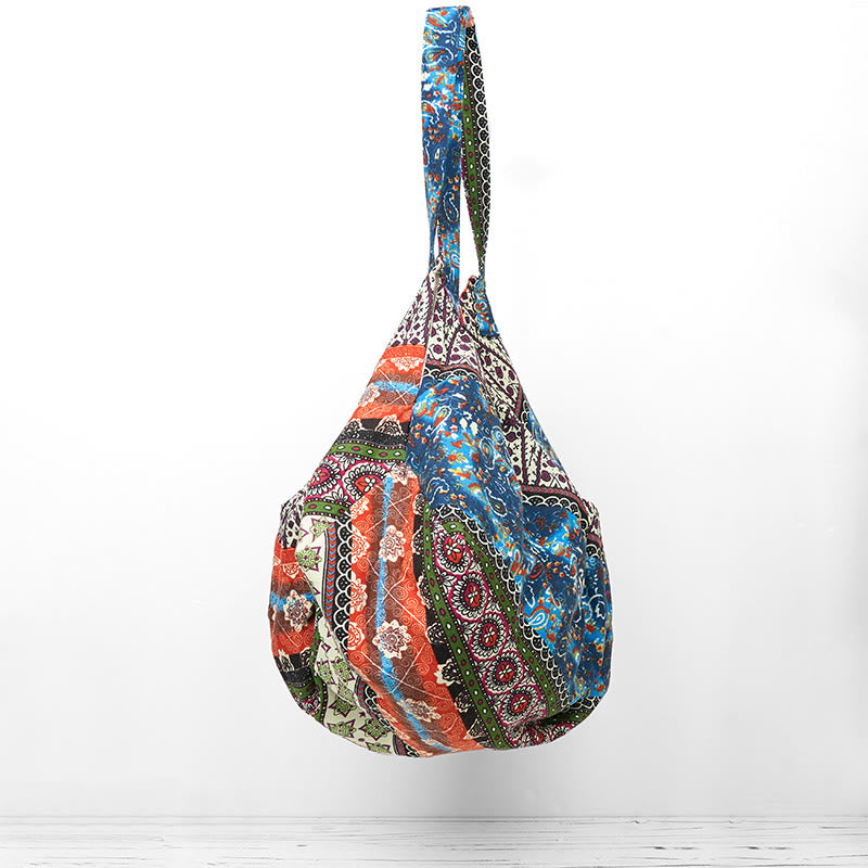 Borsa a tracolla in cotone con motivo a strisce colorate Buddha Stones - image 2