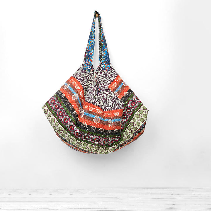 Borsa a tracolla in cotone con motivo a strisce colorate Buddha Stones - image 0