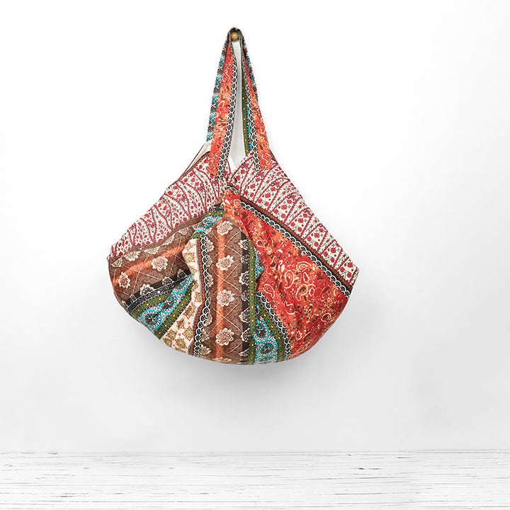 Borsa a tracolla in cotone con motivo a strisce colorate Buddha Stones - image 4