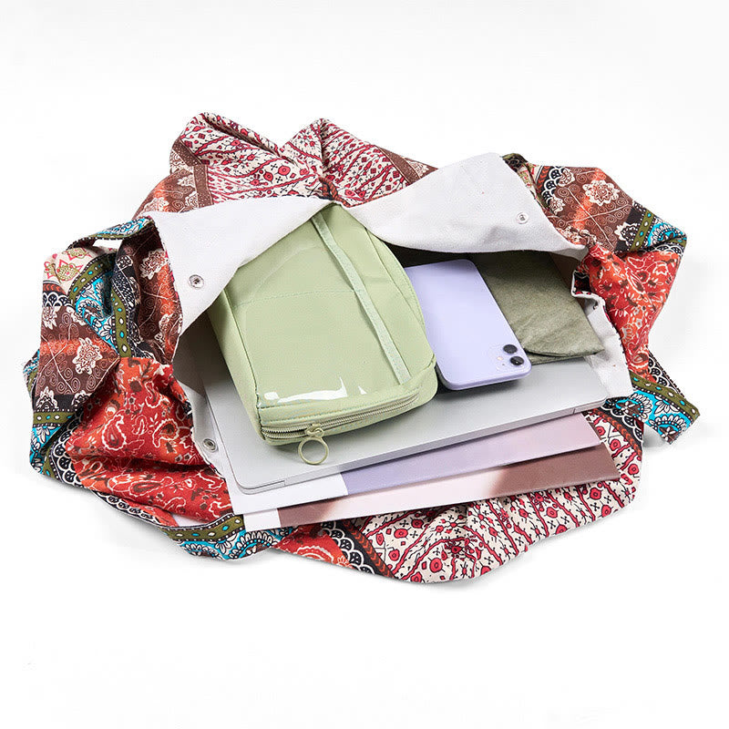 Borsa a tracolla in cotone con motivo a strisce colorate Buddha Stones - image 6