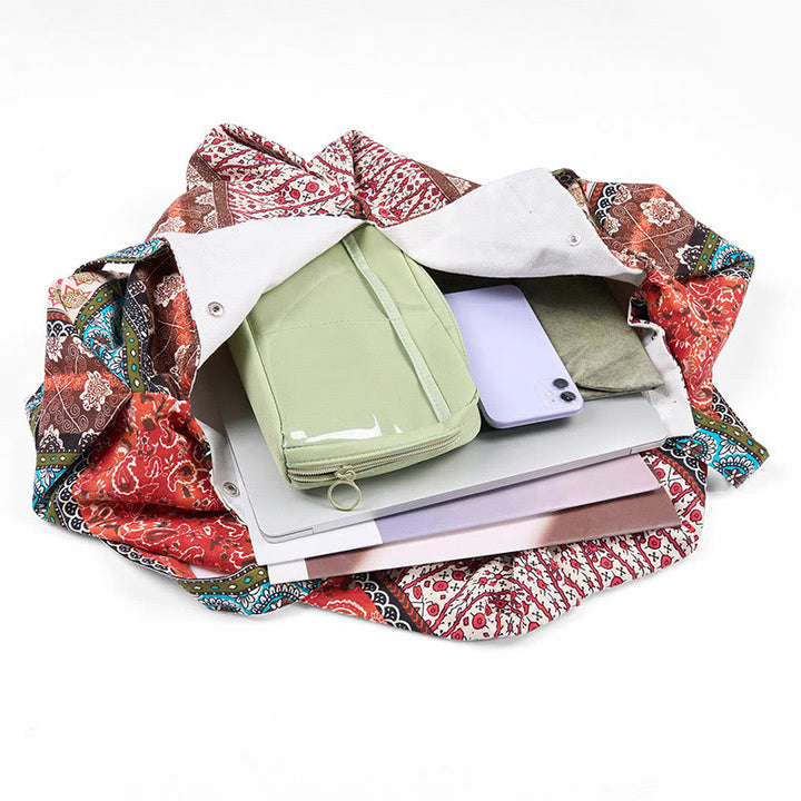 Borsa a tracolla in cotone con motivo a strisce colorate Buddha Stones - image 6