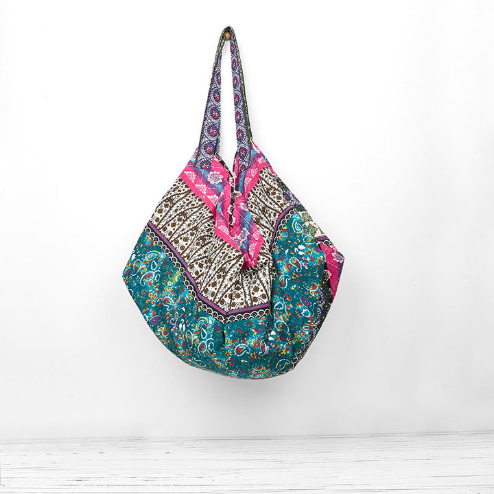 Borsa a tracolla in cotone con motivo a strisce colorate Buddha Stones - image 15