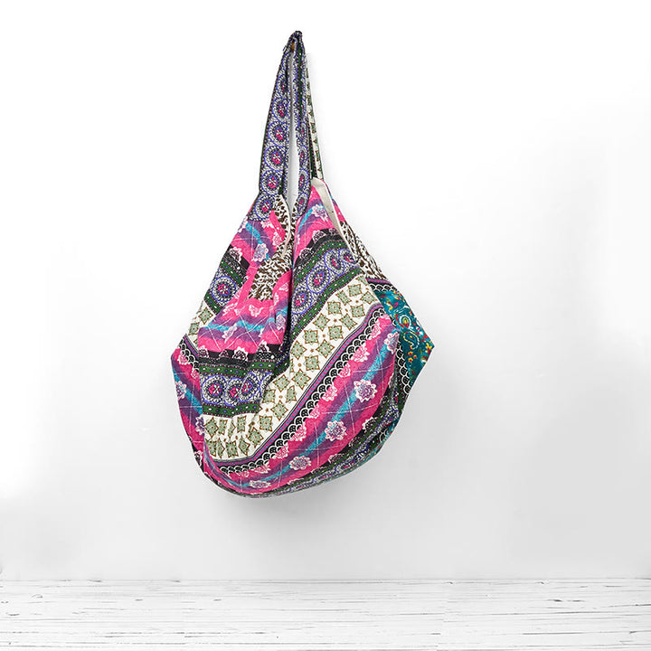 Borsa a tracolla in cotone con motivo a strisce colorate Buddha Stones - image 13