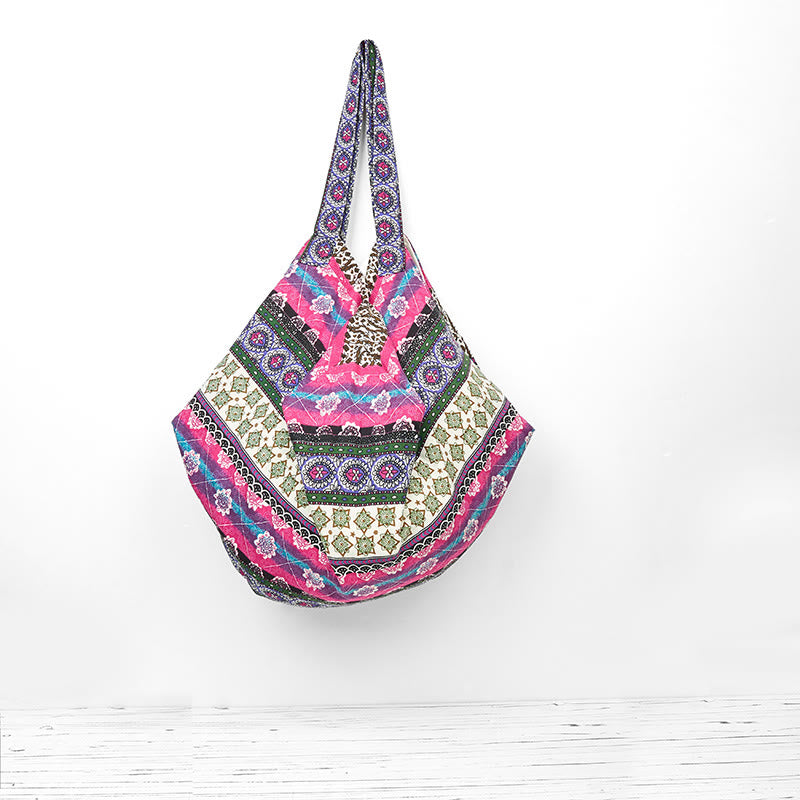 Borsa a tracolla in cotone con motivo a strisce colorate Buddha Stones - image 12