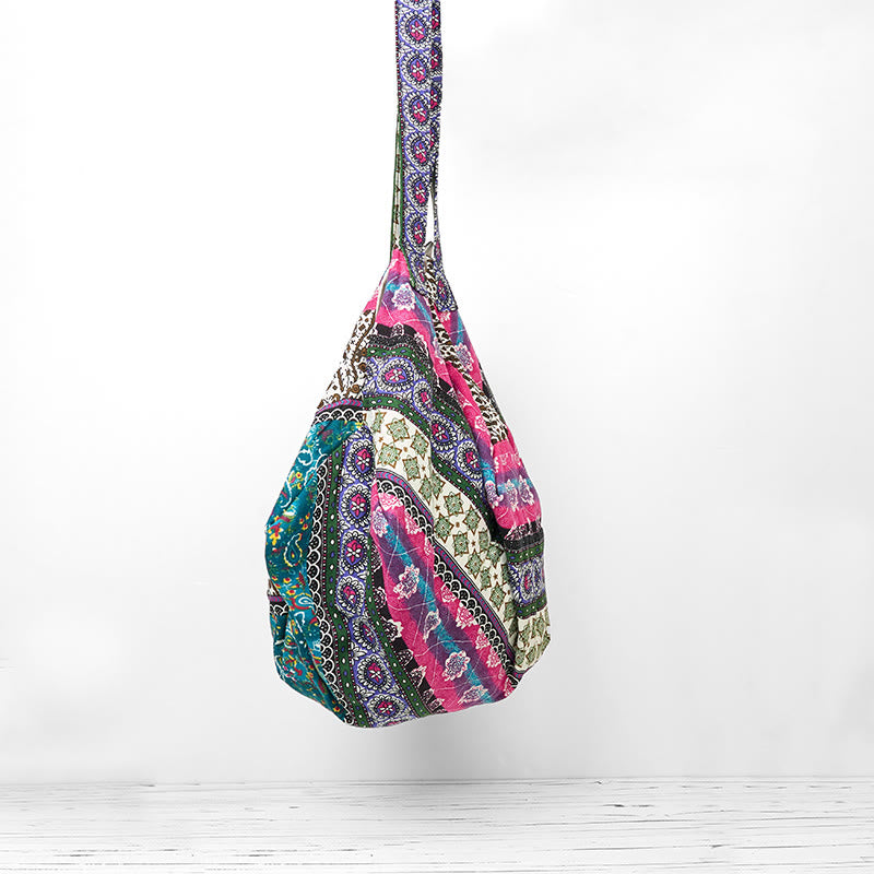 Borsa a tracolla in cotone con motivo a strisce colorate Buddha Stones - image 14