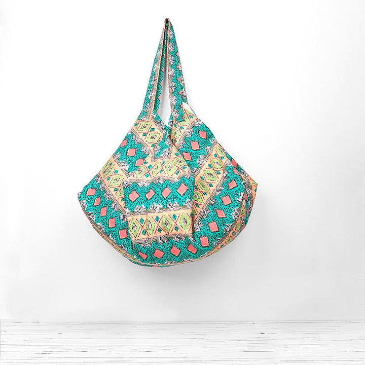Borsa a tracolla in cotone con motivo a strisce colorate Buddha Stones - image 18