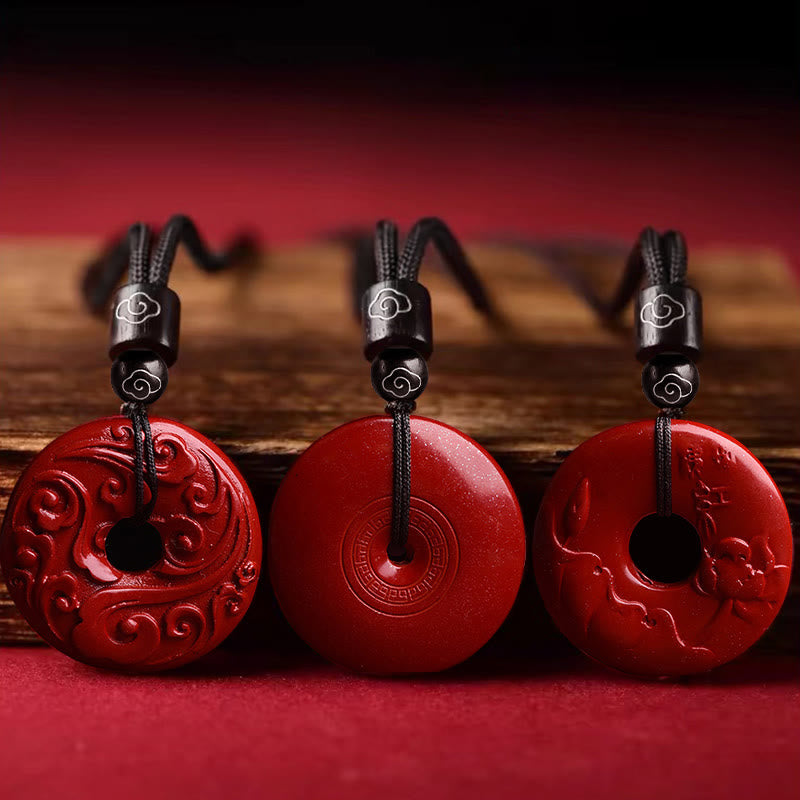 Collana con ciondolo a forma di corda con fibbia per la pace Buddha Stones Cinnabar naturale Lotus - image 2