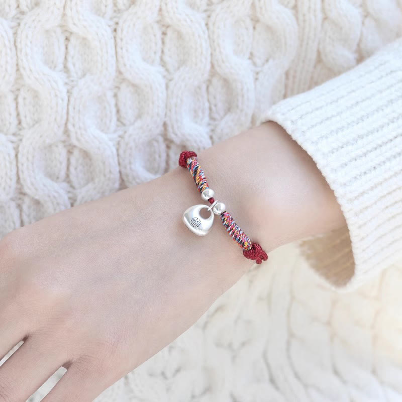 Bracciale intrecciato con carattere Fu in argento sterling 925 fatto a mano con Buddha Stones, sicuro e fortunato - image 11