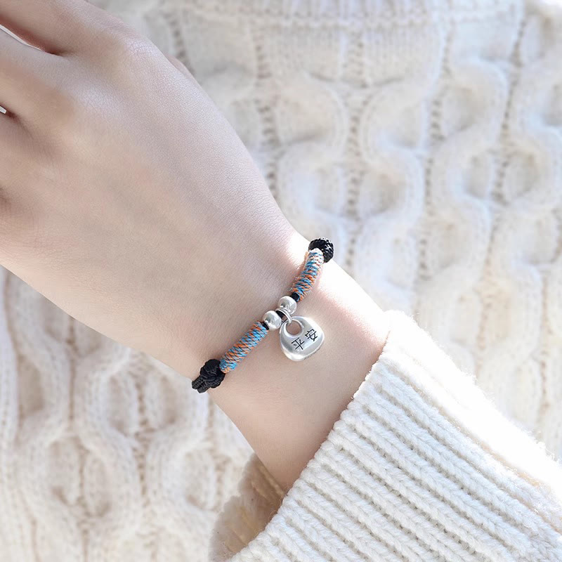 Bracciale intrecciato con carattere Fu in argento sterling 925 fatto a mano con Buddha Stones, sicuro e fortunato - image 2