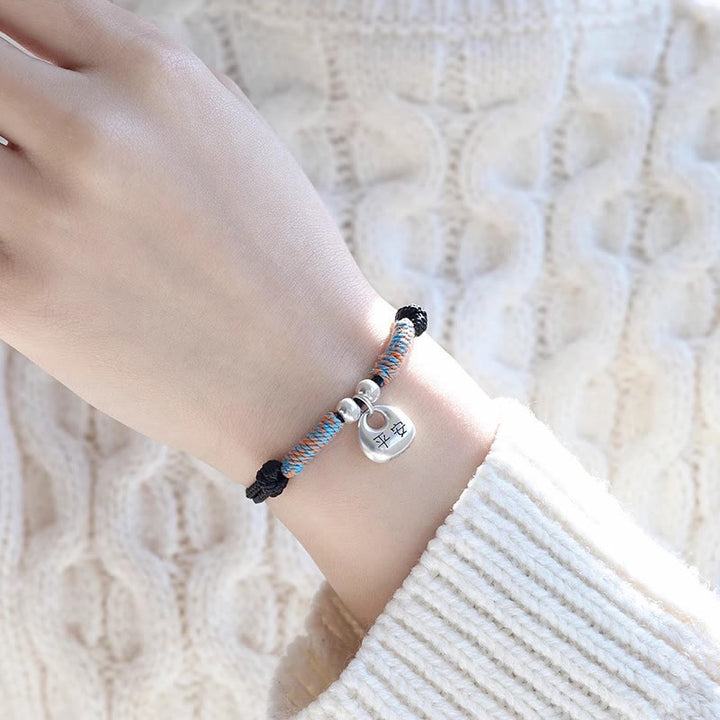 Bracciale intrecciato con carattere Fu in argento sterling 925 fatto a mano con Buddha Stones, sicuro e fortunato - image 2