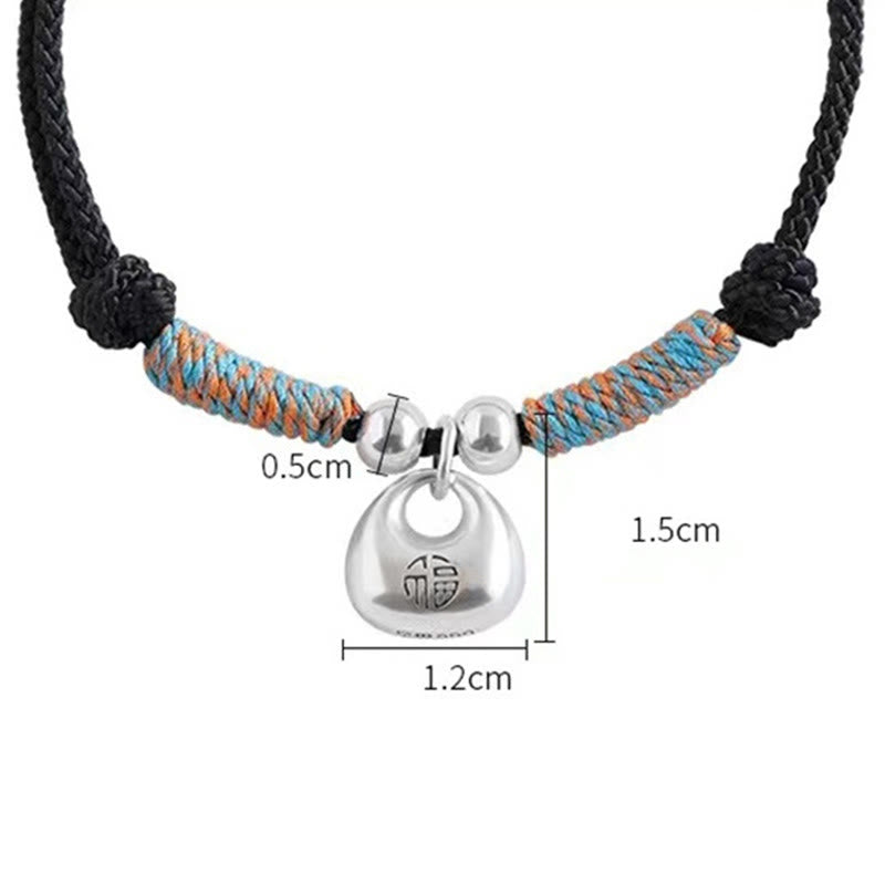 Bracciale intrecciato con carattere Fu in argento sterling 925 fatto a mano con Buddha Stones, sicuro e fortunato - image 3