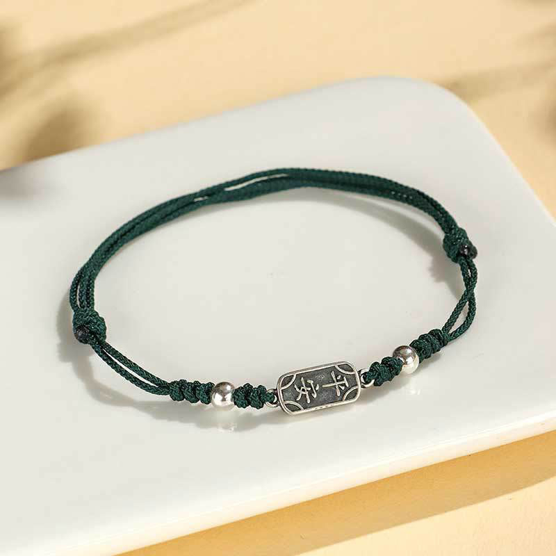 Bracciale intrecciato in argento sterling 925 fatto a mano con Buddha Stones, pace e gioia, protezione sicura e benefica - Corda verde (circonferenza del polso 14-16 cm) - image 22