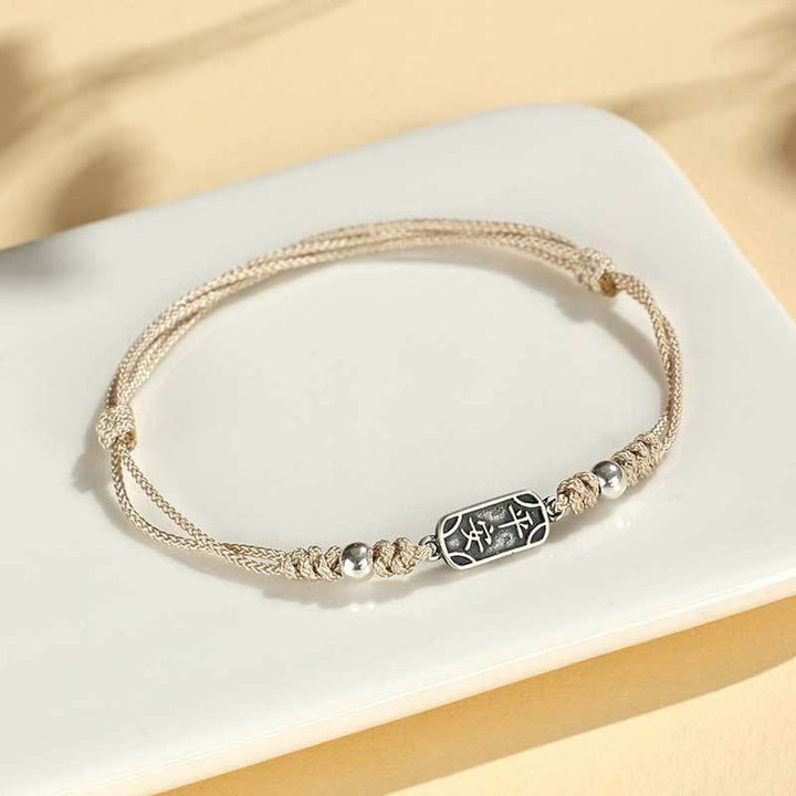 Bracciale intrecciato in argento sterling 925 fatto a mano con Buddha Stones, pace e gioia, protezione sicura e benefica - Corda beige (circonferenza polso 14-16 cm) - image 35