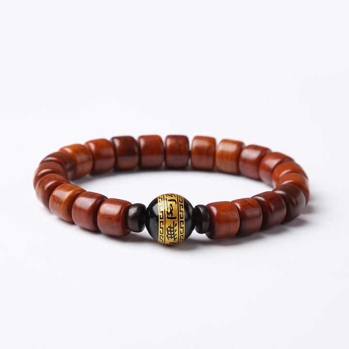 Braccialetto di forza Buddha Stones di osso tibetane, perline Dzi a tre occhi, corno di pecora, agata rossa